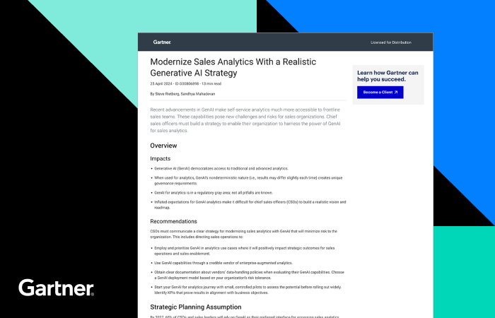 Gartner Report: Modernize Sales Analytics With a Generative AI Strategy