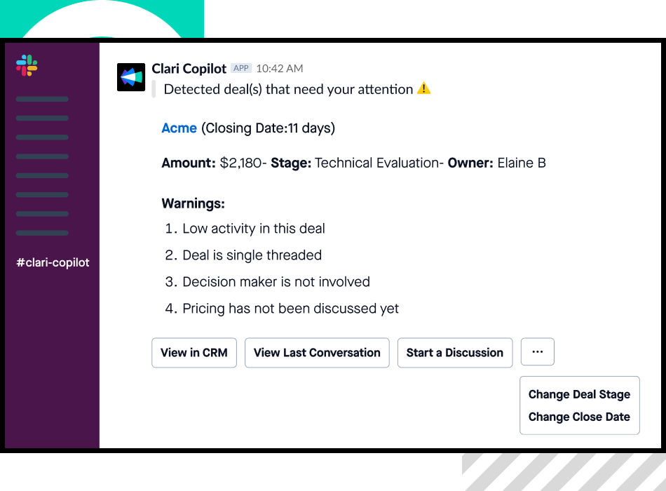 Clari Copilot in Slack screenshot