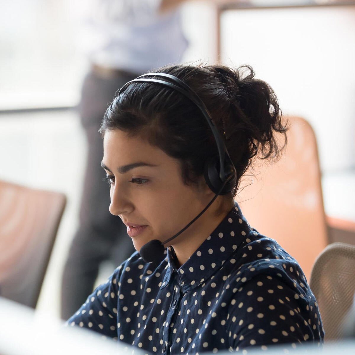 Sales woman with headset