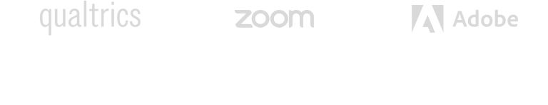 Logos of Qualtrics, Zoom, Adobe, Okta, WP Engine, Cisco